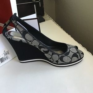 Coach shoes, signature denim, wedge, Tarrah, 9.5